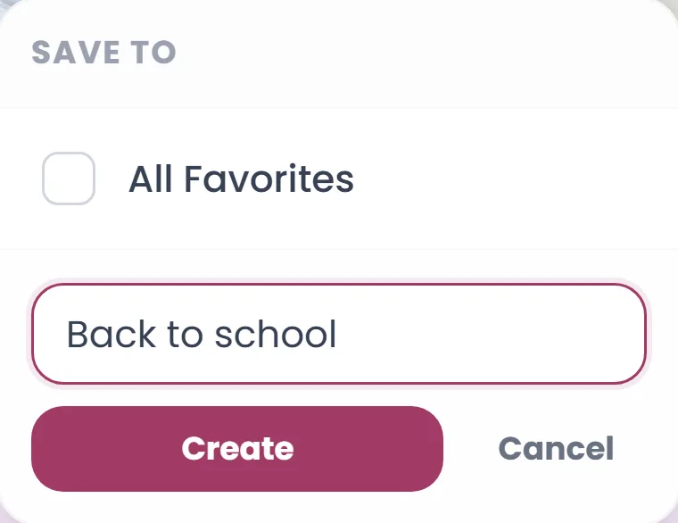 Creating a Back to school favorites list in Sendcat
